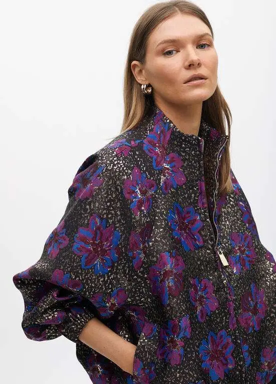 Bomber jaquard floral metalizado