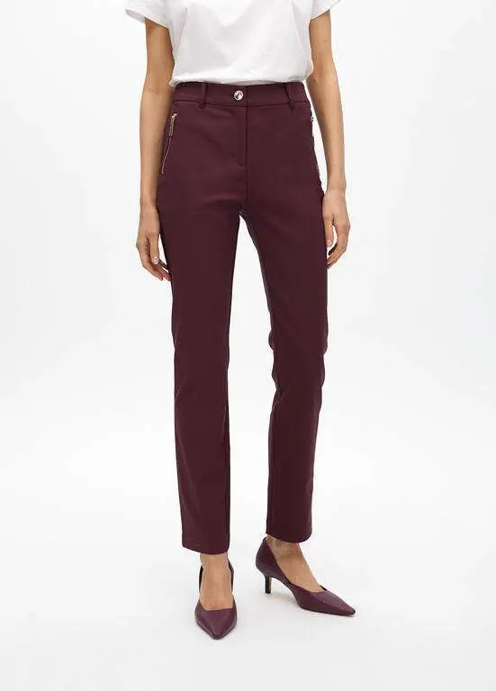 Pantalón bolsillo con cremallera tejido elástico