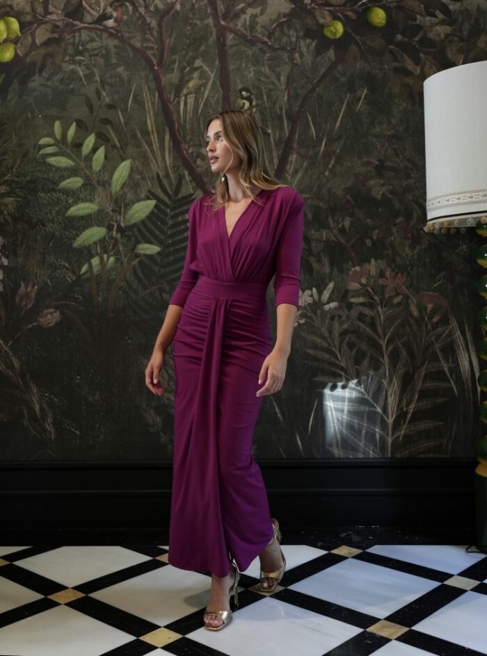 Vestido buganvilla, tablón drapeado en punto